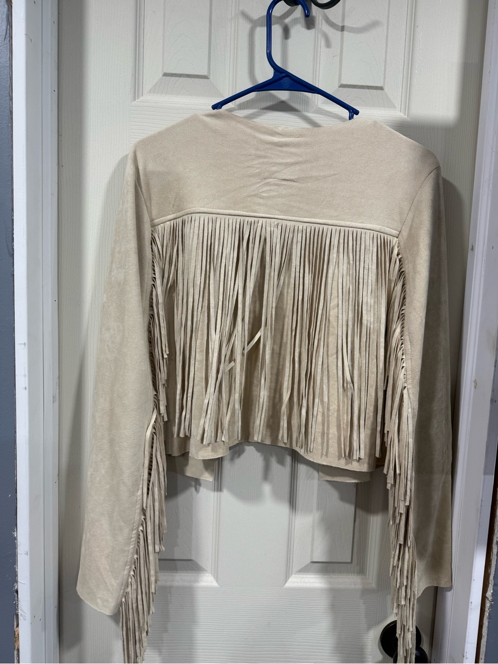 Vocal Cream Suede Fringe Open-Front Jacket - Picture 2 of 3